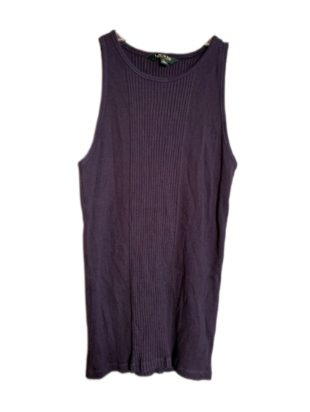 Lauren Ralph Lauren Navy Blue Ribbed Tank Top Basic Classic